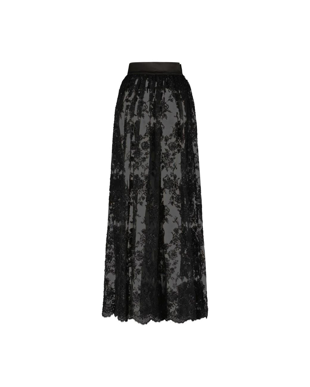 Monique Singh Black Embroidered Lace Skirt
