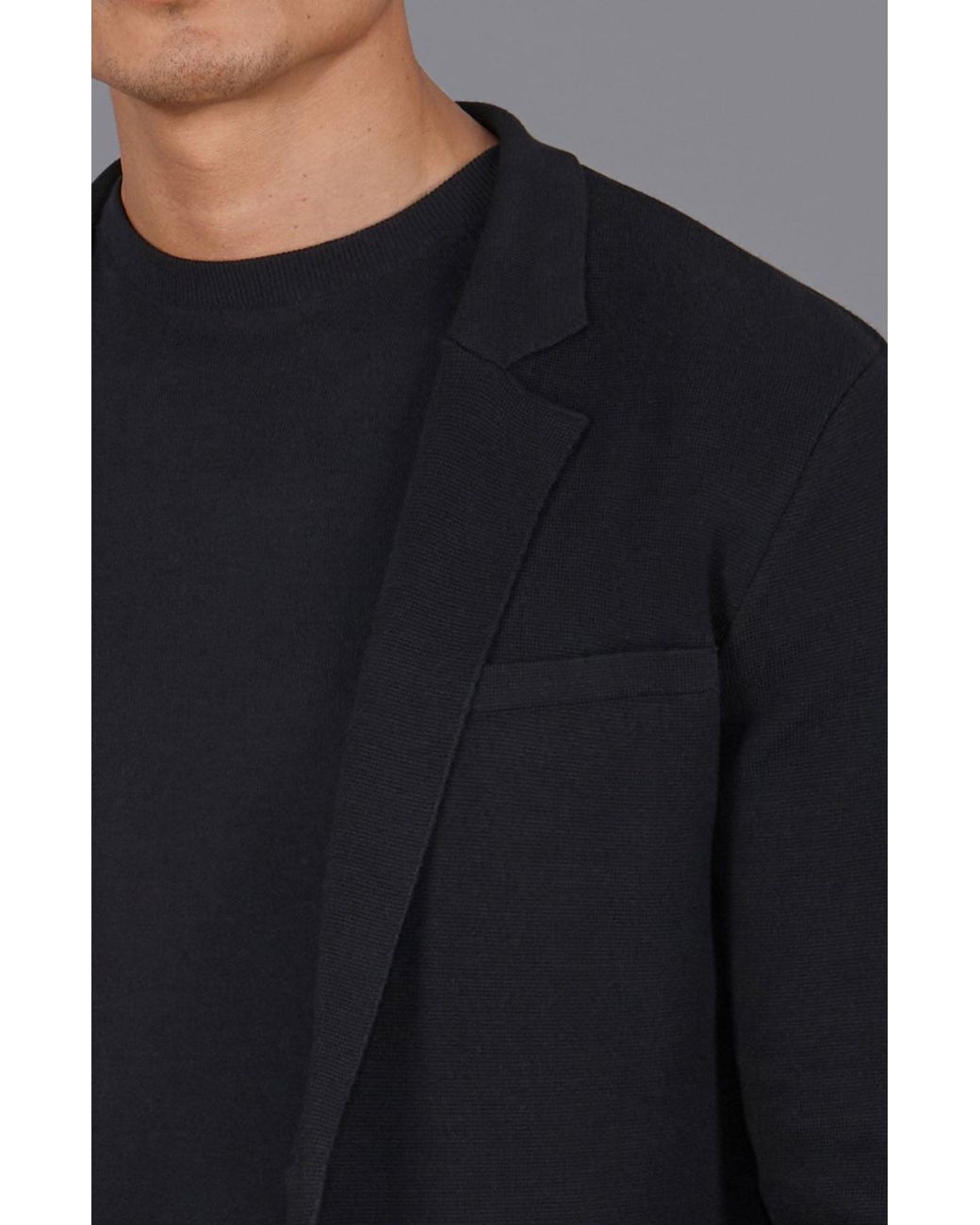 Paul James Knitwear Black Lightweight Cotton Corneliuss Formal Knitted Blazer for men