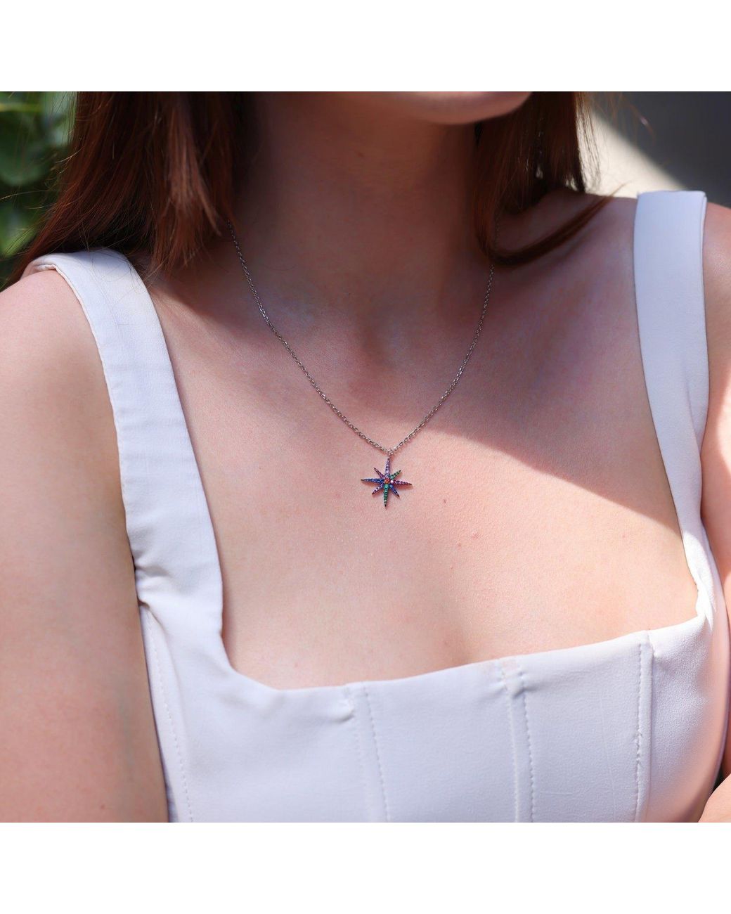 Spero London Metallic Sterling Starburst Necklace