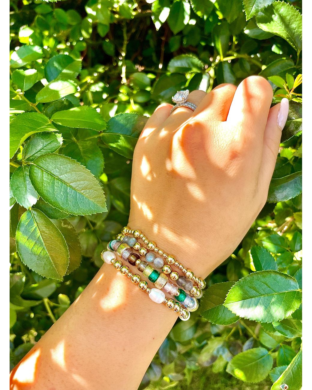 Olivia Le Metallic Gwen Glass Bead Bracelet