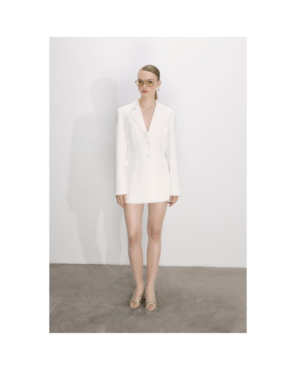 NAZLI CEREN White Marylebone Fitted Crepe Blazer