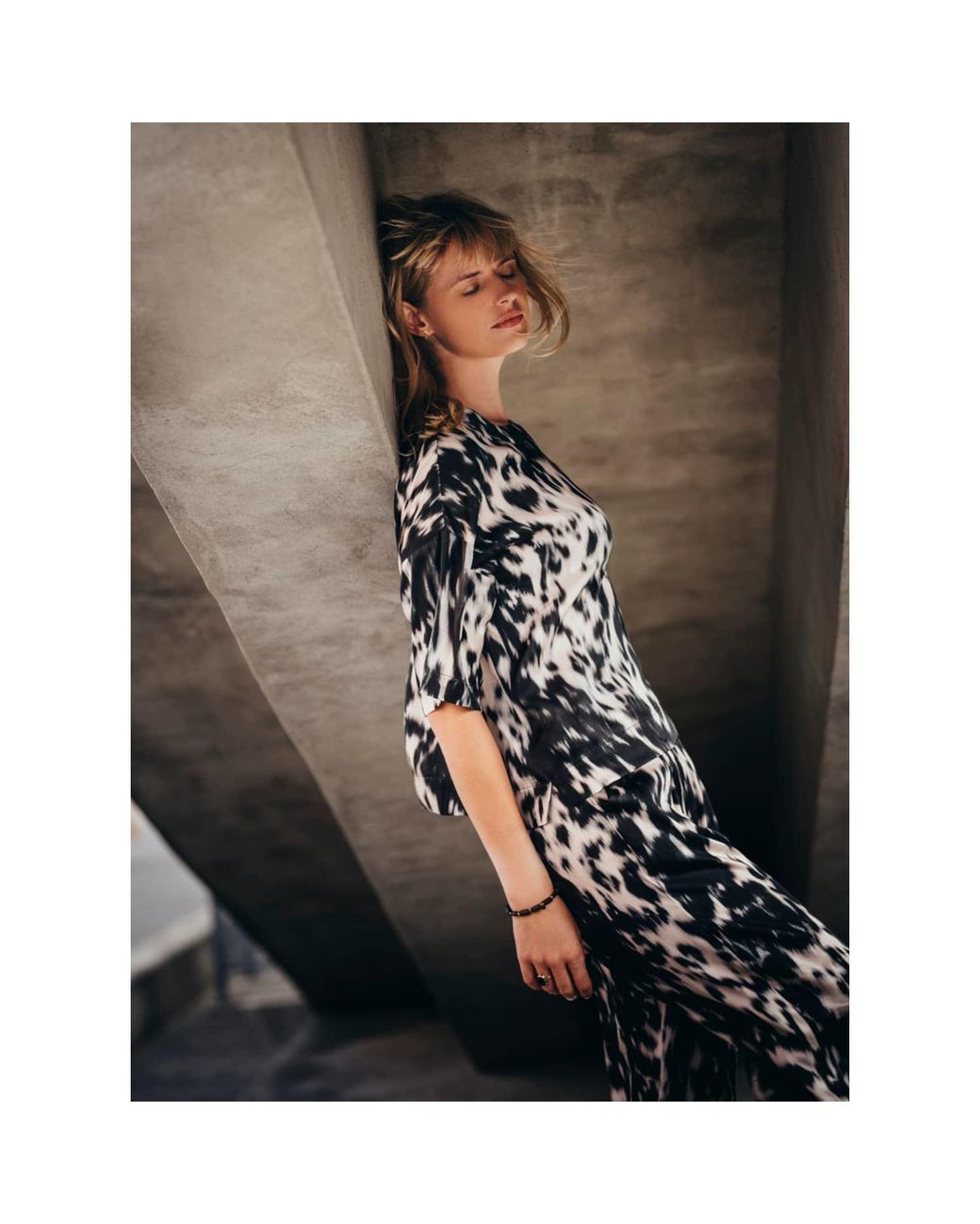 Oh!Zuza Black Neutrals Echo Viscose Satin Co-Ord Set – Print