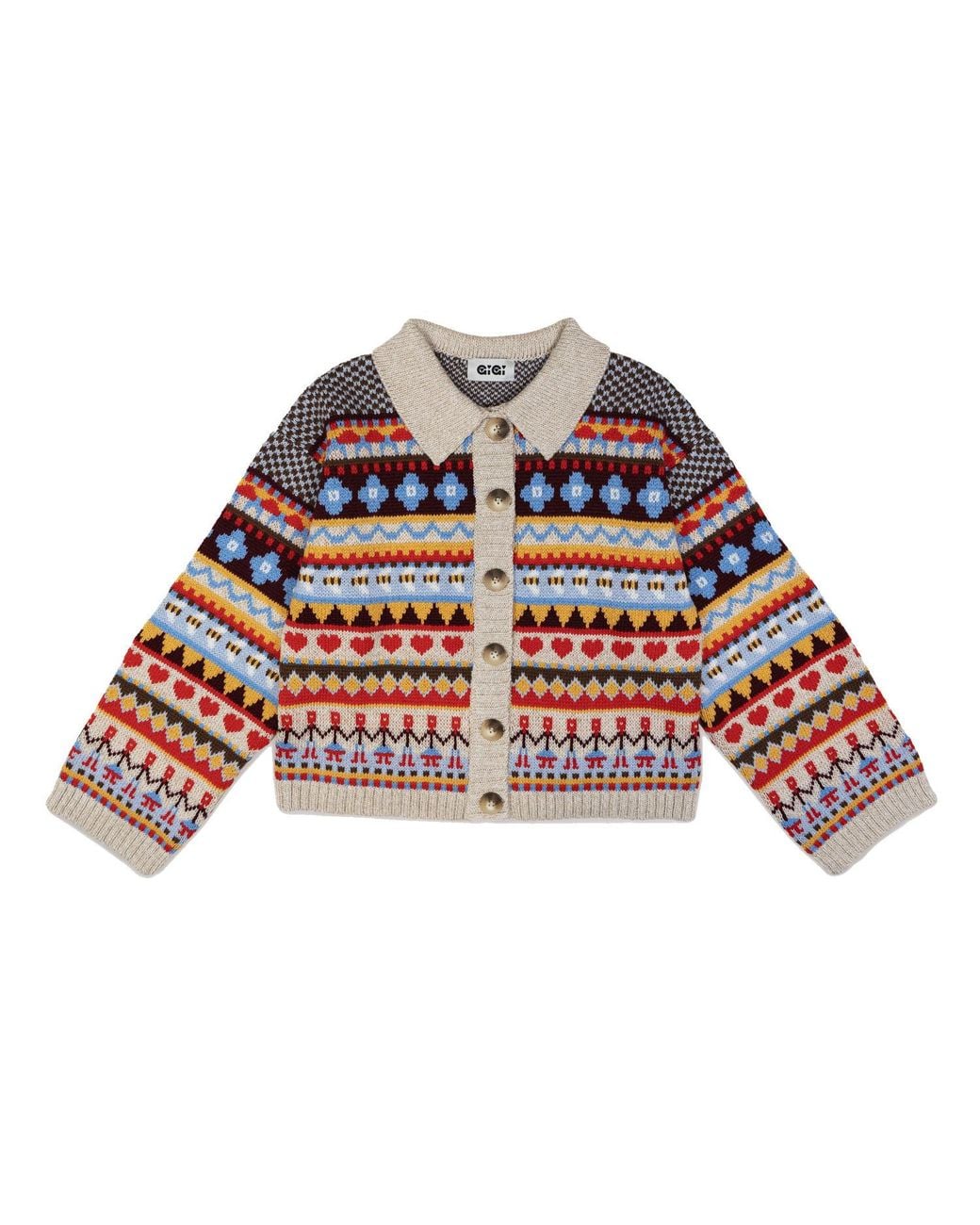 Gigi Knitwear Red Bee Garden Cardigan