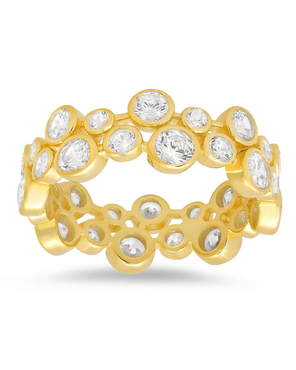 Kylie Harper Metallic Abstract Bezel-Set Diamond Cz Eternity Band Ring