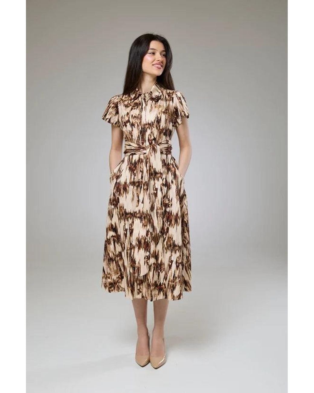 Lioness by Tf Brown Desert Safari Short Sleeve Shirt Dress