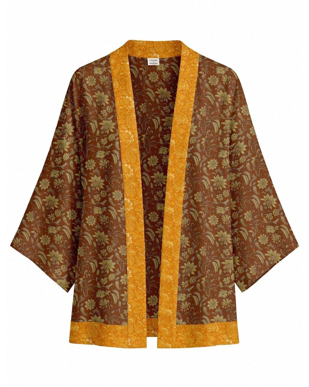 Artemis Muse Brown One Of A Kind Recyled Sari Kimono Unique Seventy One