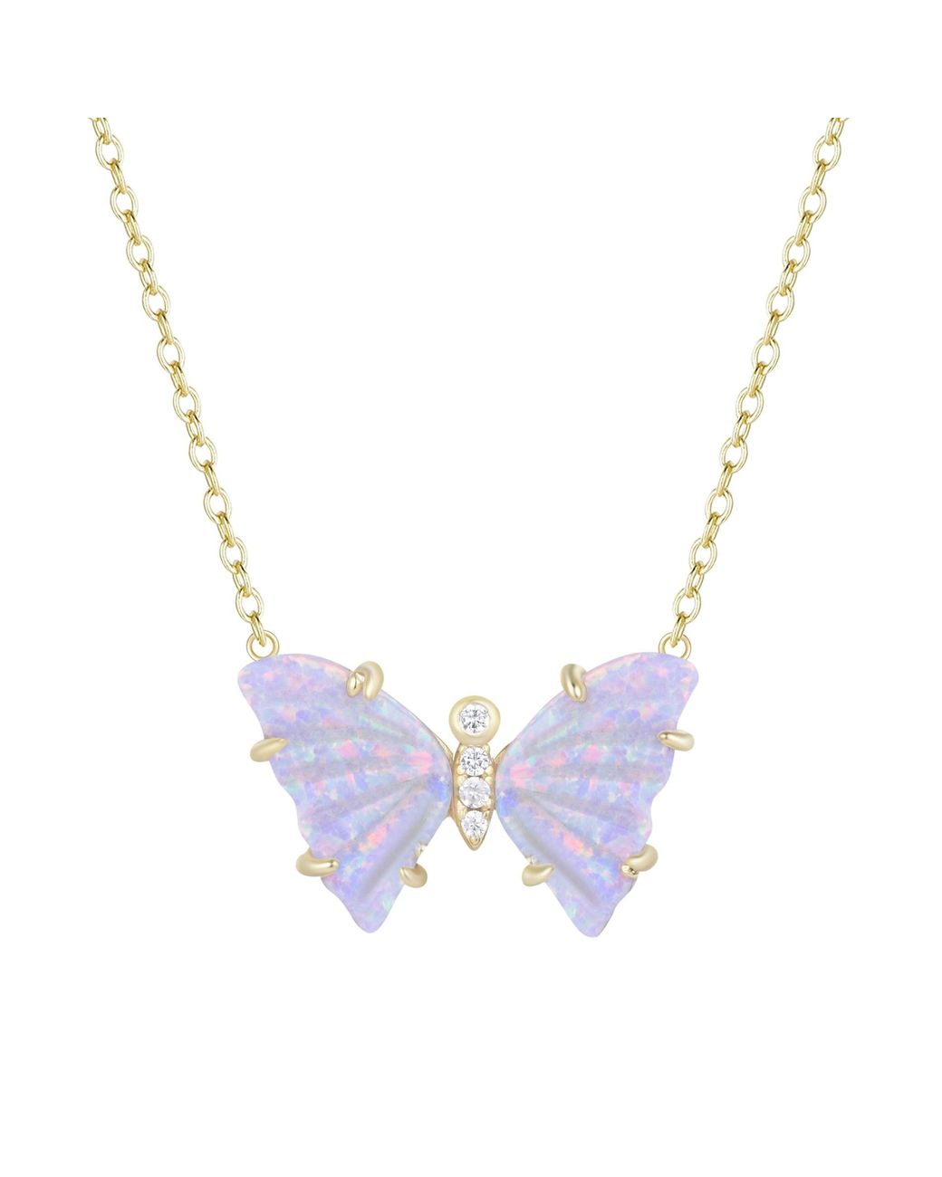 KAMARIA Blue Opal Butterfly Necklace With Prongs