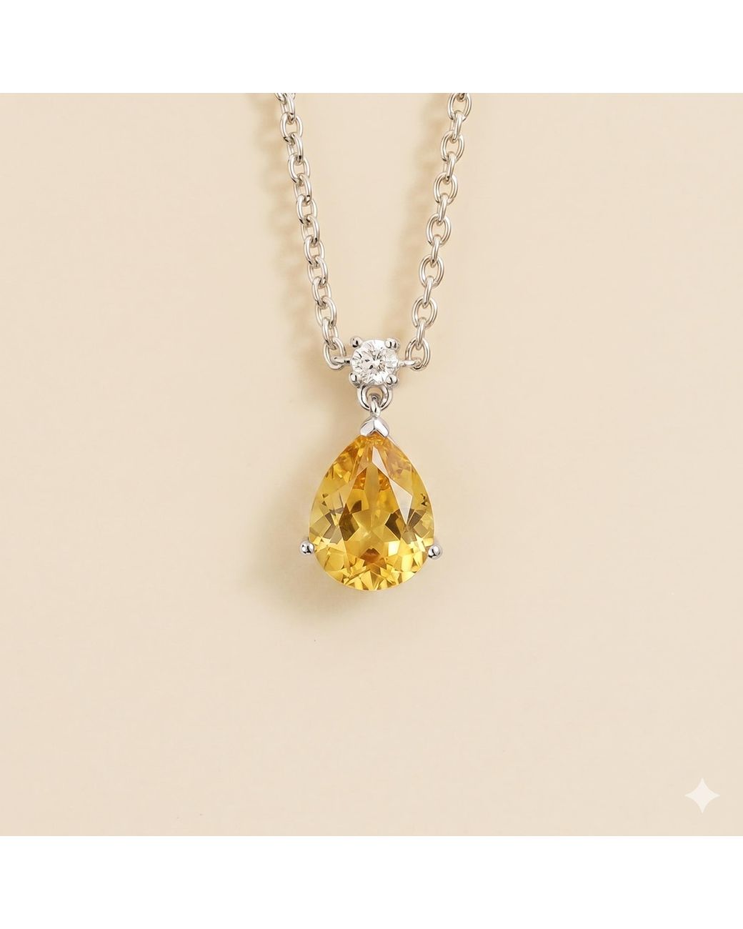 Juvetti Metallic Pisa Sapphire & Diamond Pear Drop Pendant Necklace