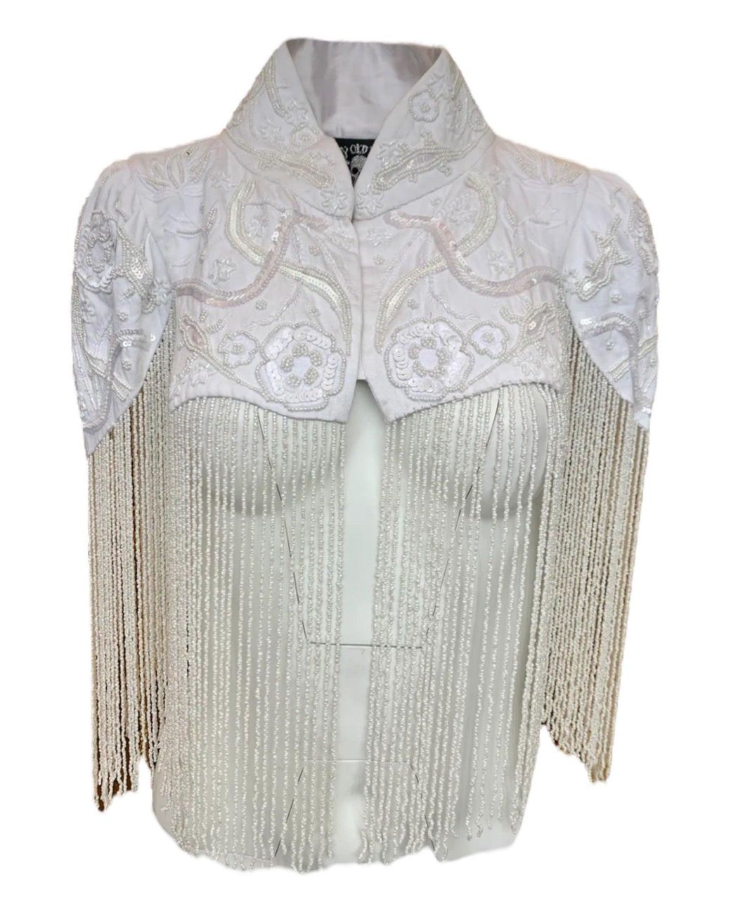 Any Old Iron Gray Hand-Beaded Vintage Shrug
