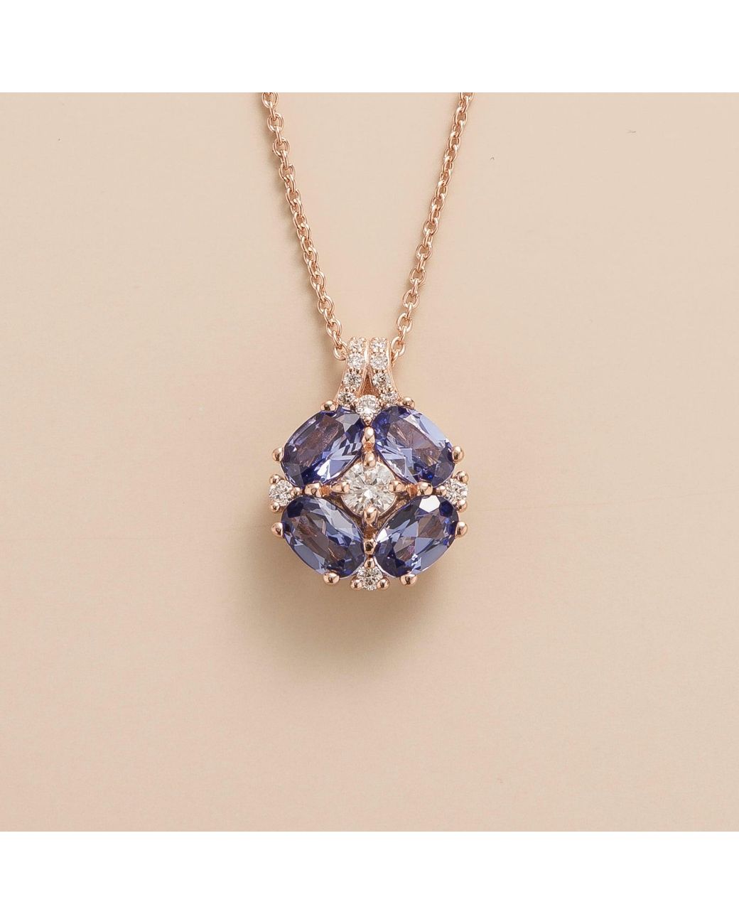 Juvetti Multicolor Rose Pristi Rose Necklace Diamonds & Ceylon Sapphire