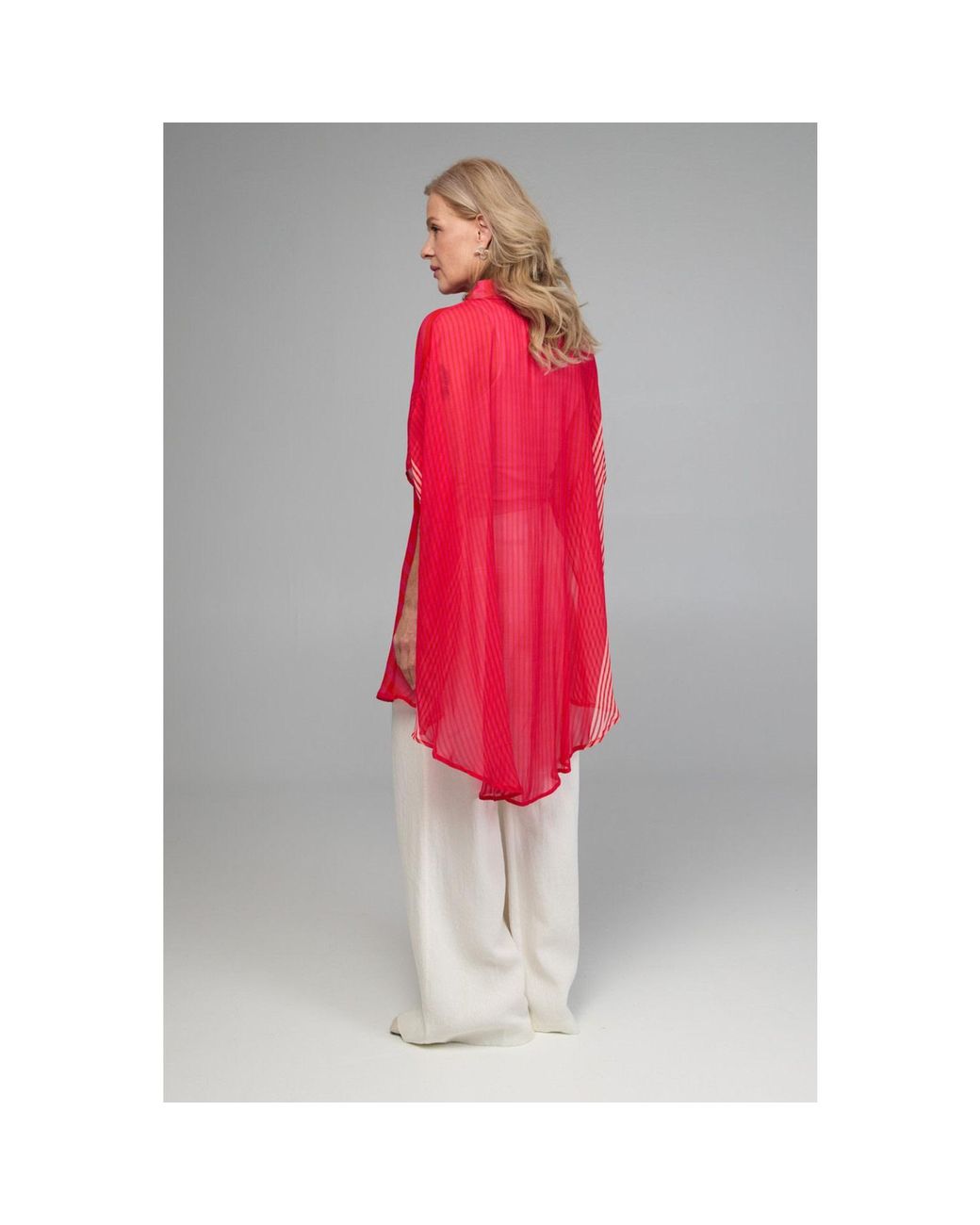 Saachi Red Flowy Striped Oversized Shirt