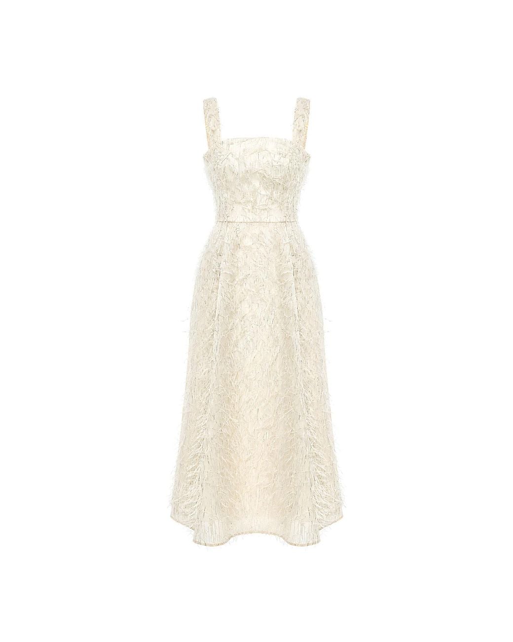 POST MERIDIEM White Pleated Corset Midi Dress