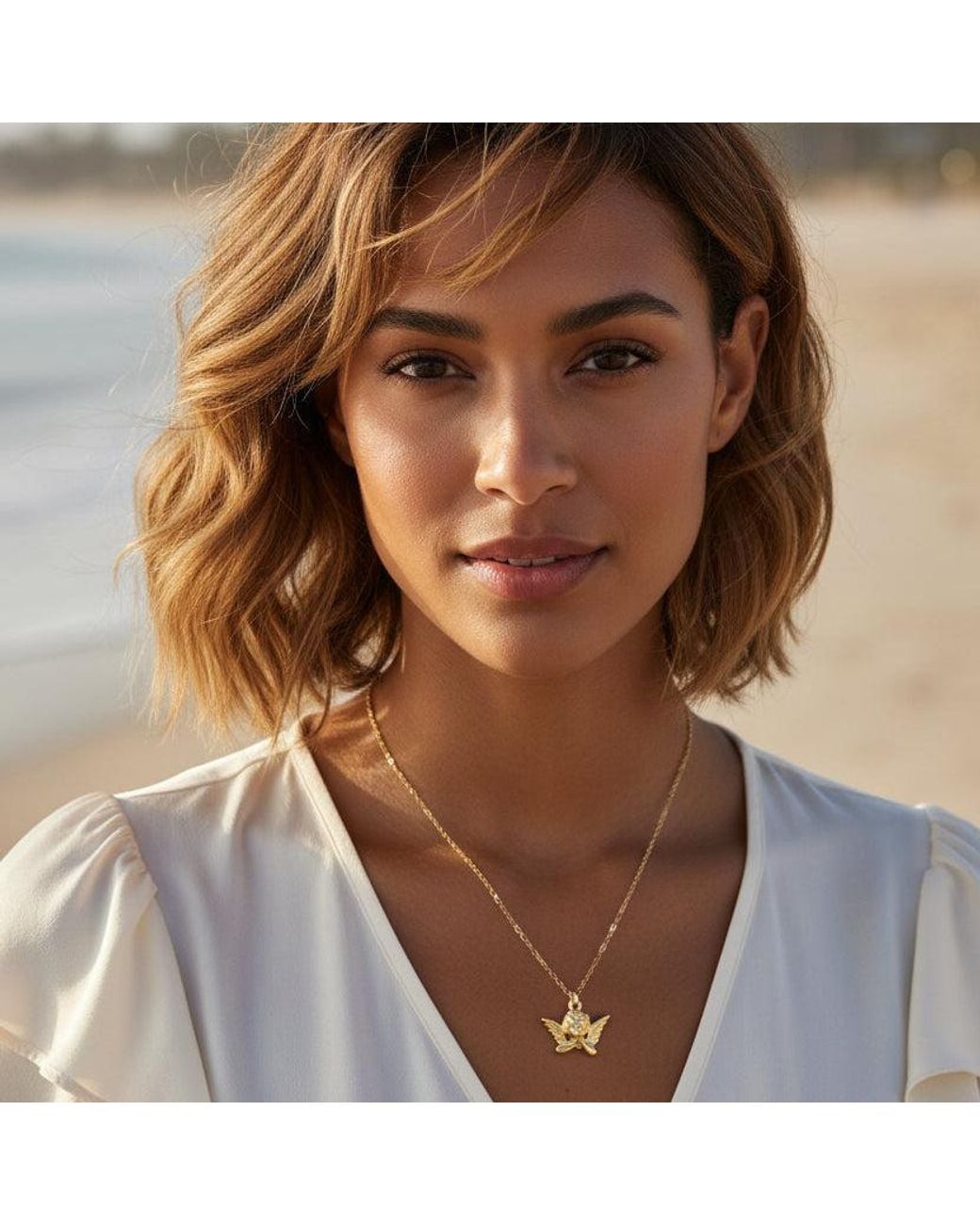Lexi Jewelry Metallic Golden Angel Charm Necklace