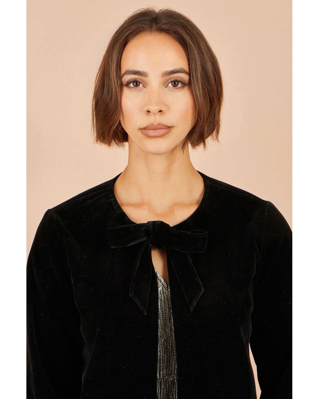 Yumi' Black Velvet Bow Jacket