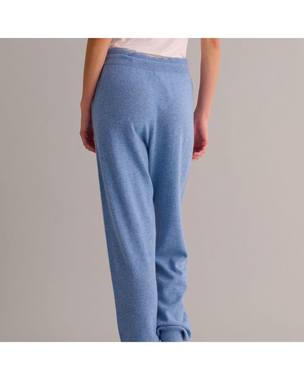 Mamu Dream Blue Chambray Cashmere Cuffed Ankle Joggers