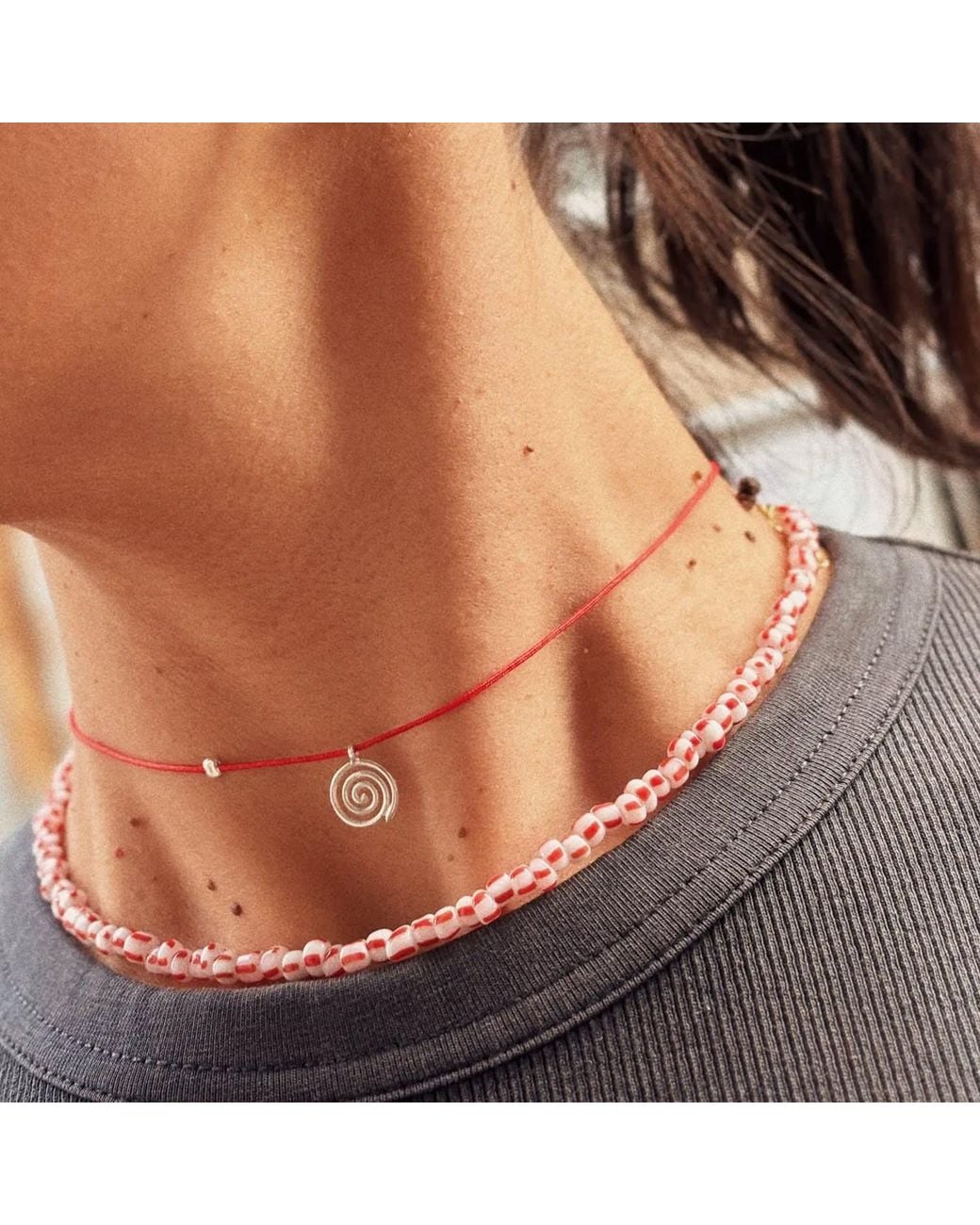 The Pheia Metallic Spiral String Necklace