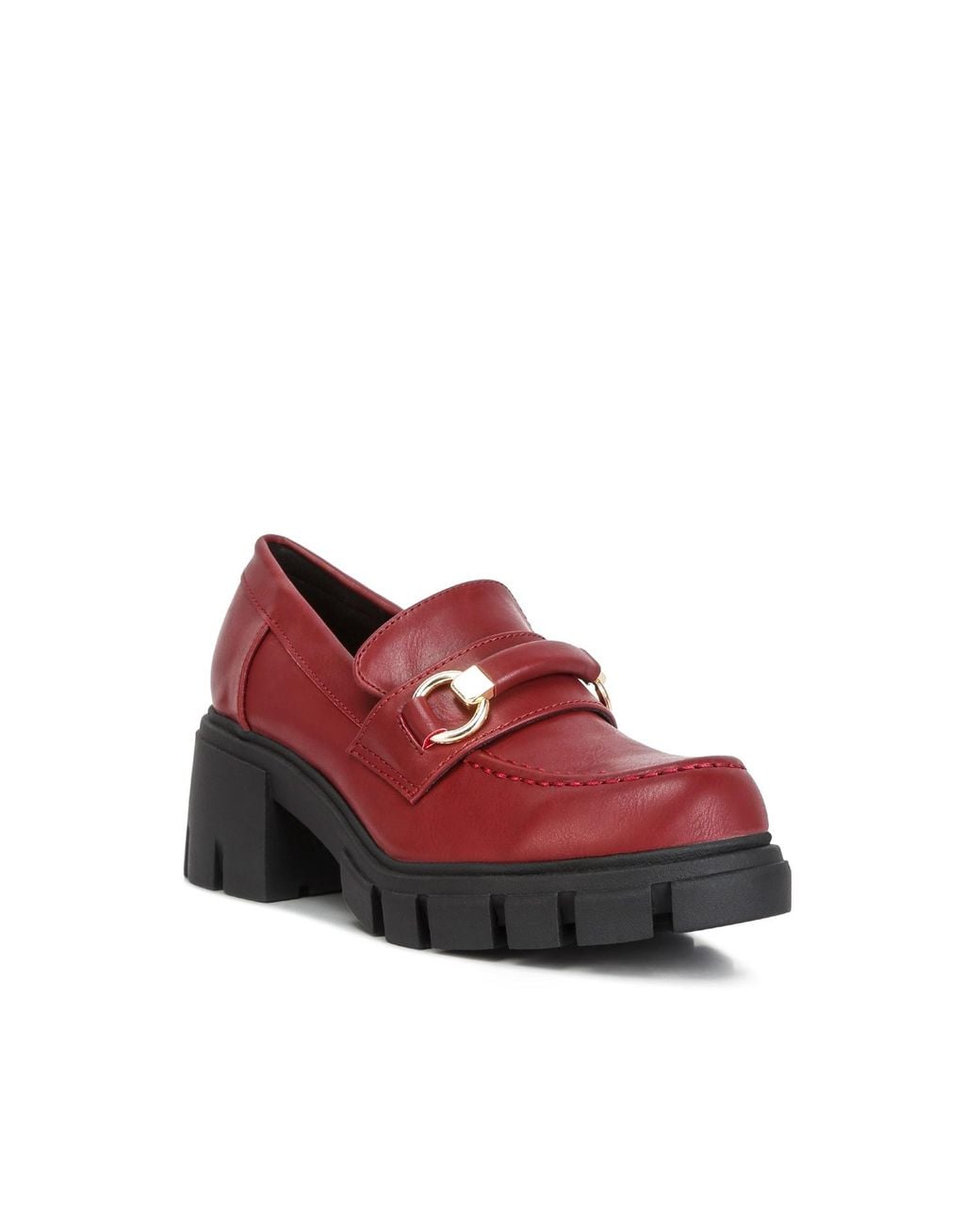 Rag & Co Red Evangeline Chunky Platform Loafers