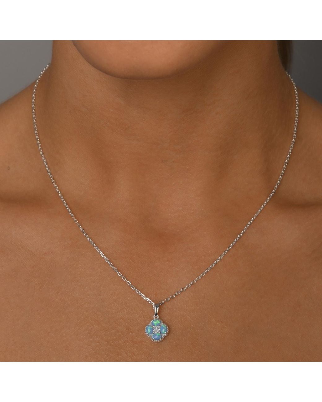 Von Treskow Blue Czelline Opal Clover Belcher Necklace