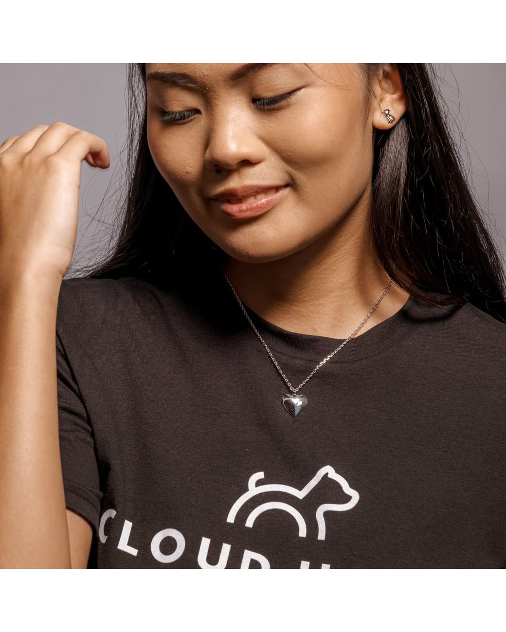 Cloud Haven Metallic Devoted Puff Heart Necklace