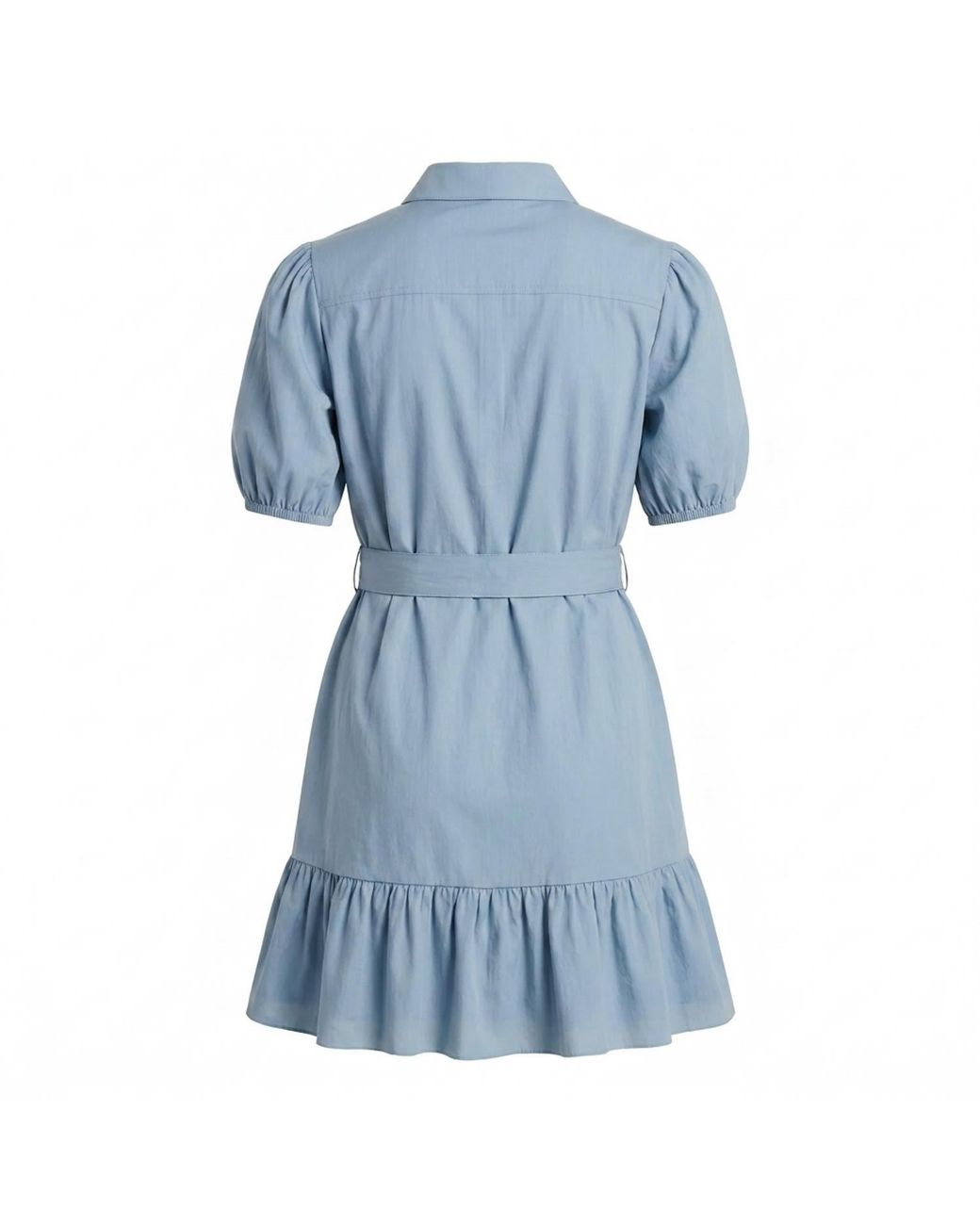 Modenaire Blue Button Up Mini Dress Sculpted Sleeve