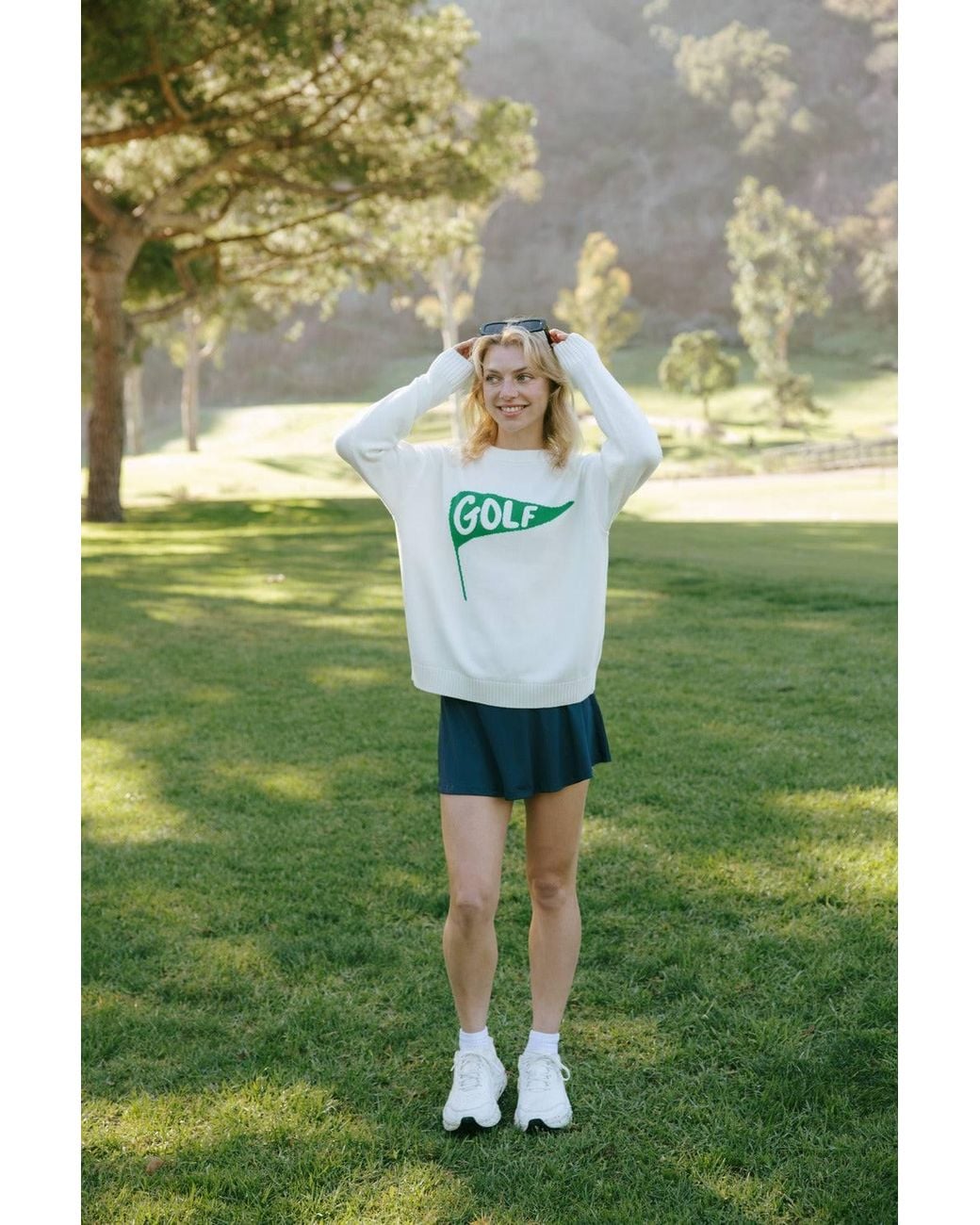 Ellsworth & Ivey White Riley Crewneck Sweater