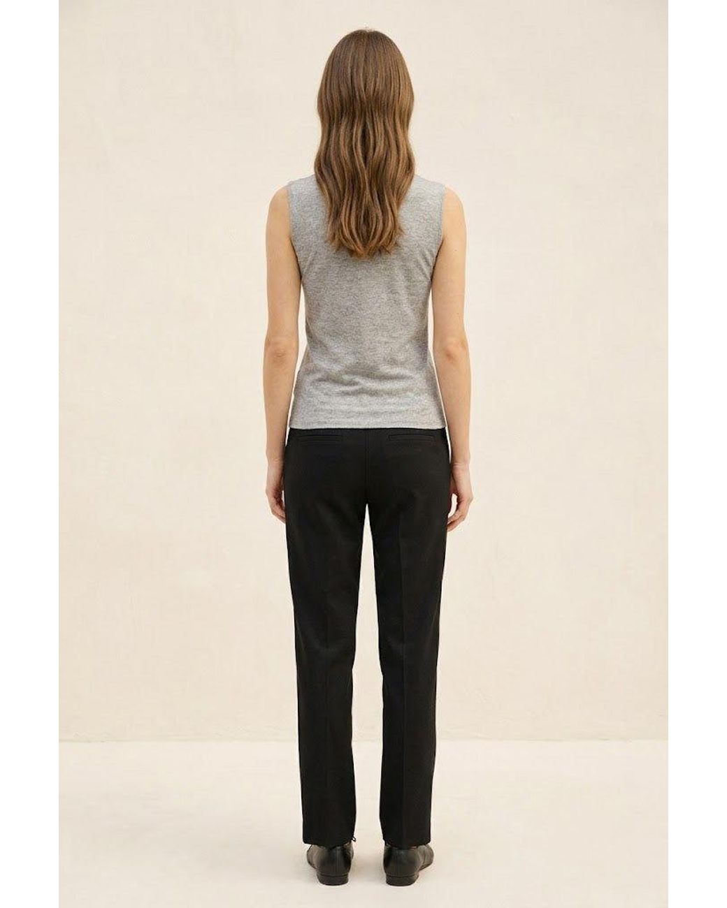 Conquista Gray Draped Empire Sleeveless Top