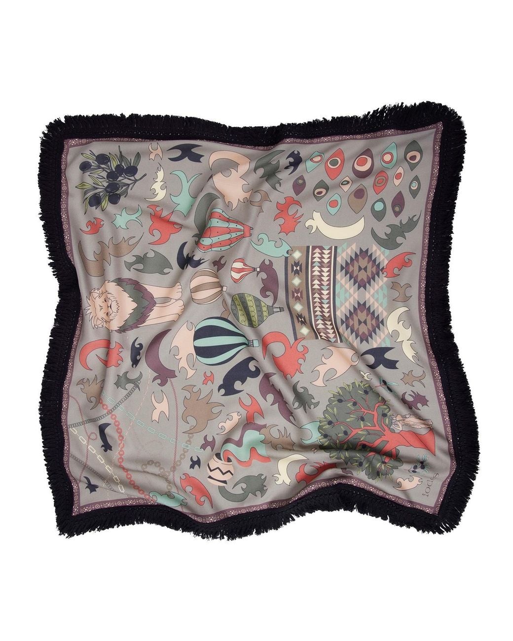 Iodes Gray Shadow Fringed Scarf