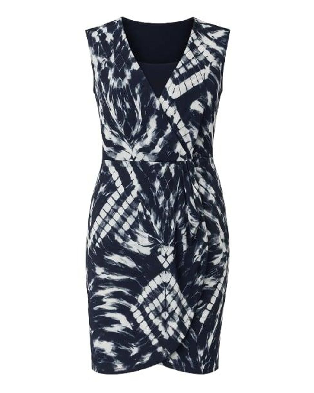 Conquista Blue Print Dress With Uneven Hemline