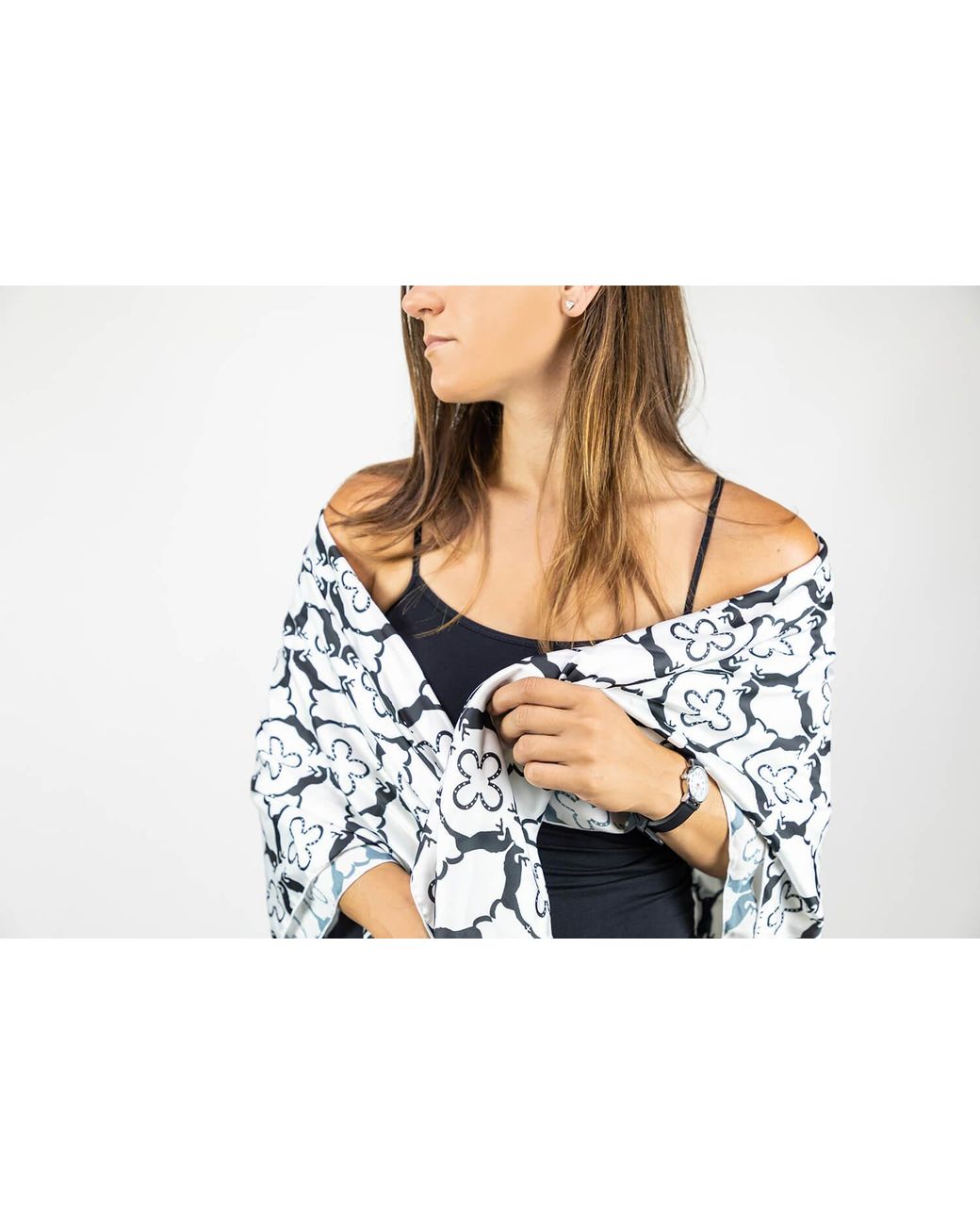 FORZA CAVALLO Black Horse & Shoe Square Scarf