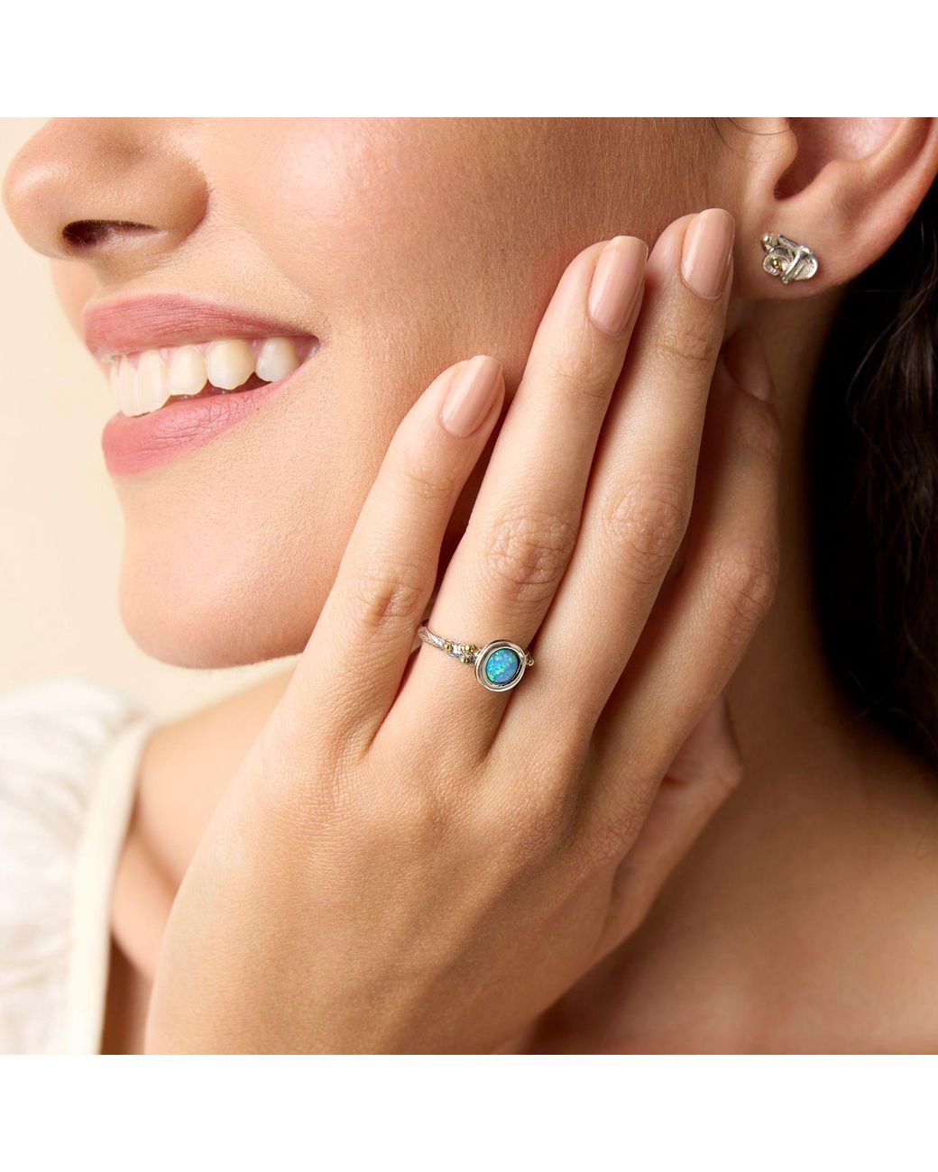 Isla Silver Blue Handmade Opulent Opal Ring