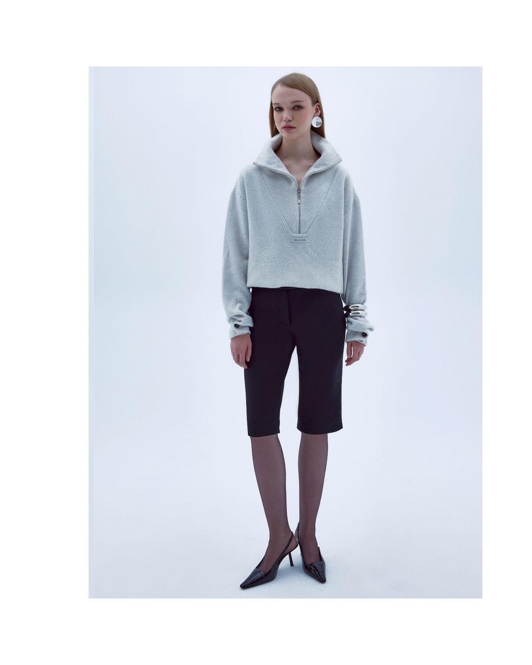 NAZLI CEREN Gray Neutrals Travis Wool Blend Zip-Neck Jumper