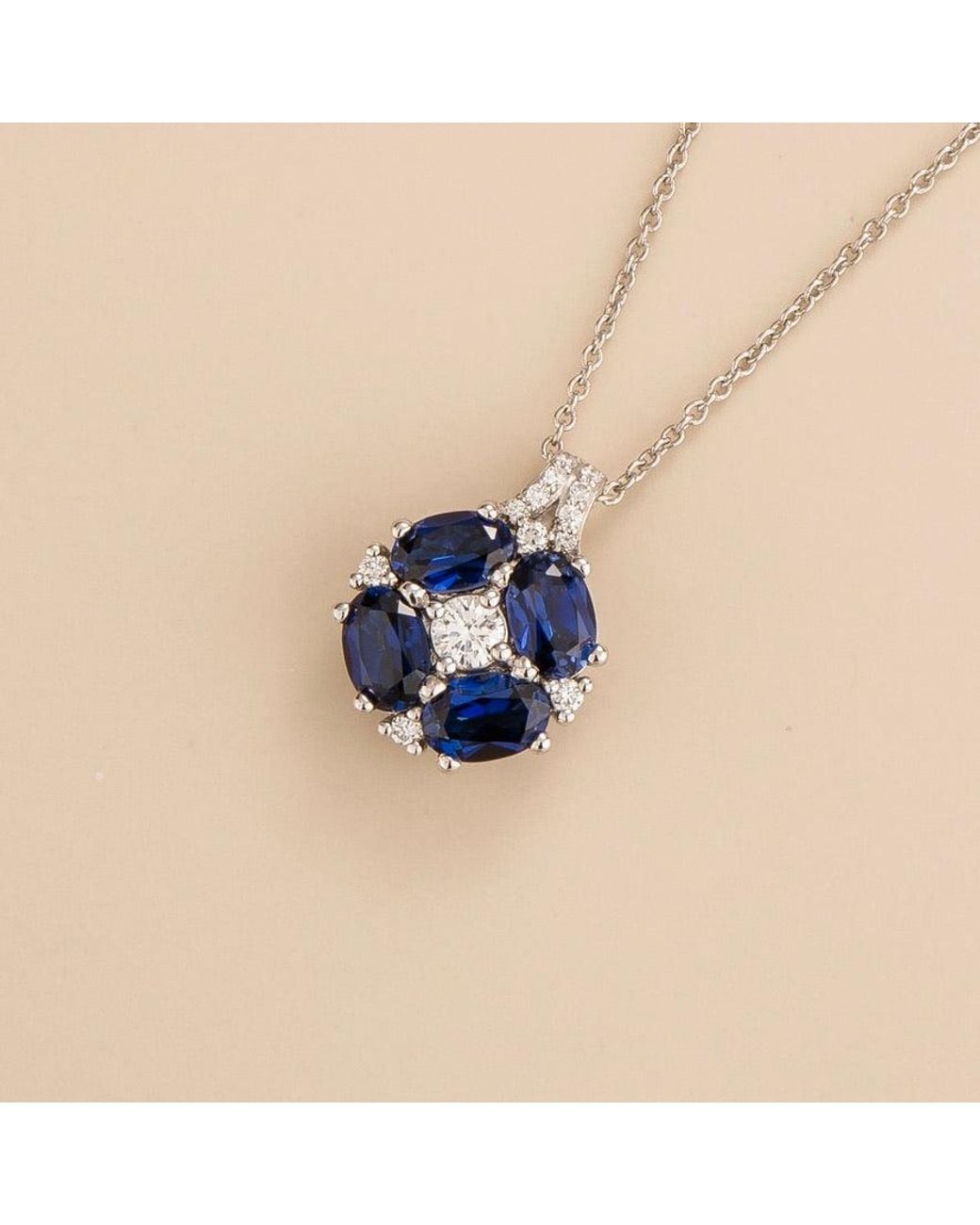 Juvetti Blue Pristi Necklace With Diamond & Sapphire