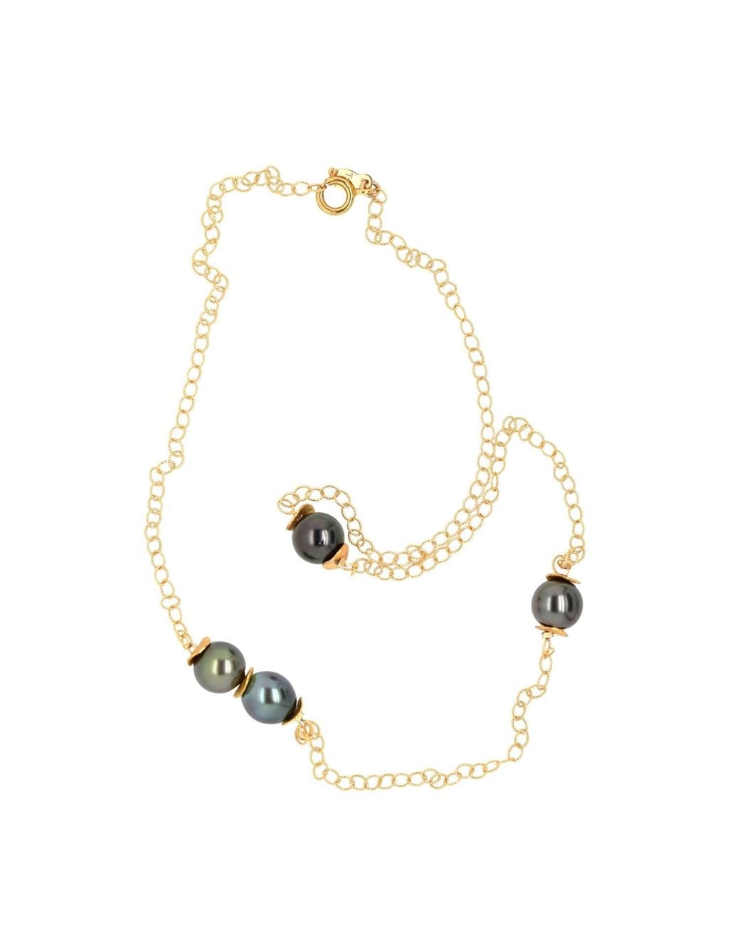 Lori Kaplan Design Metallic Tahitian Pearl Chain Necklace