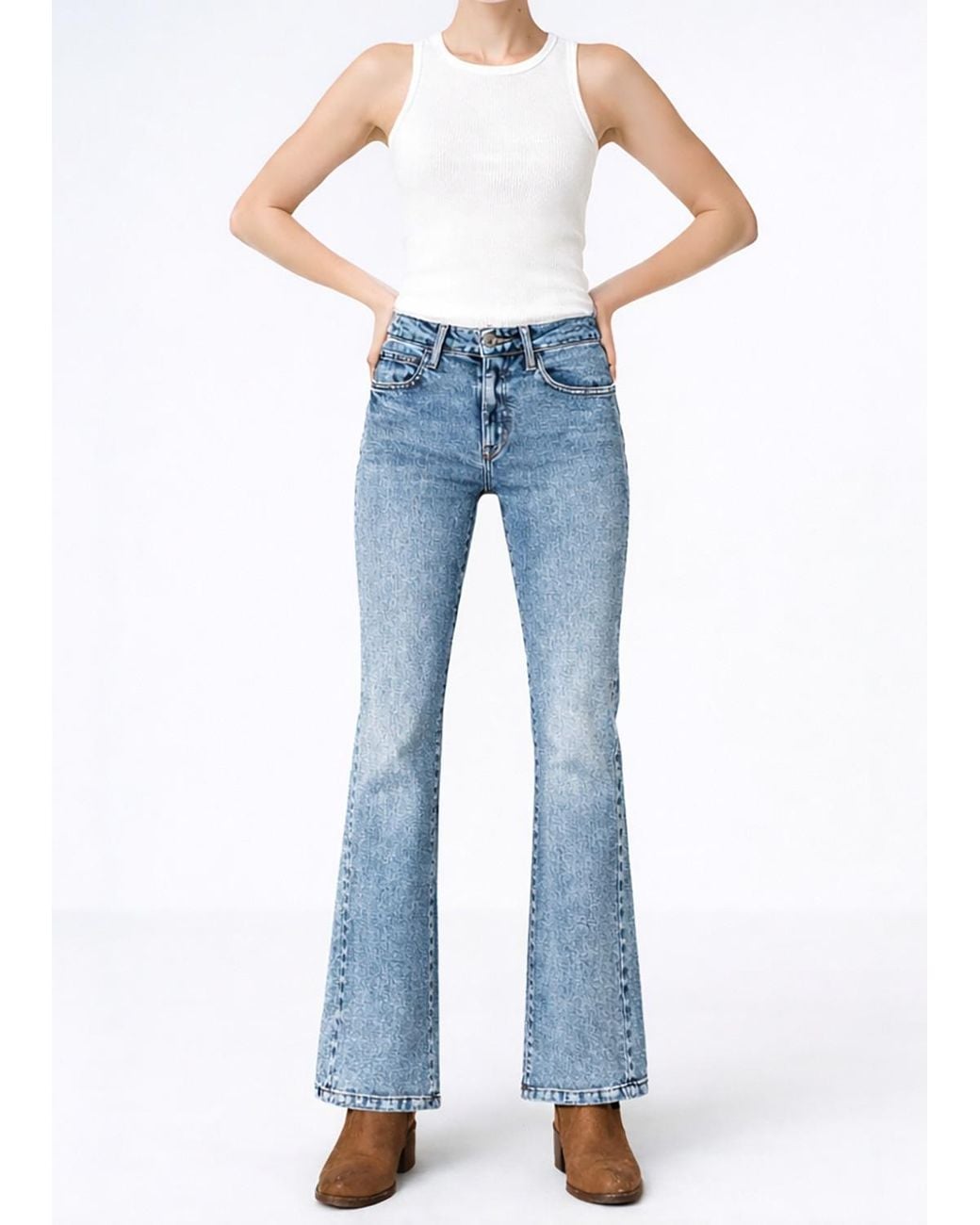 NOEND Blue Donna Mid Rise Flare