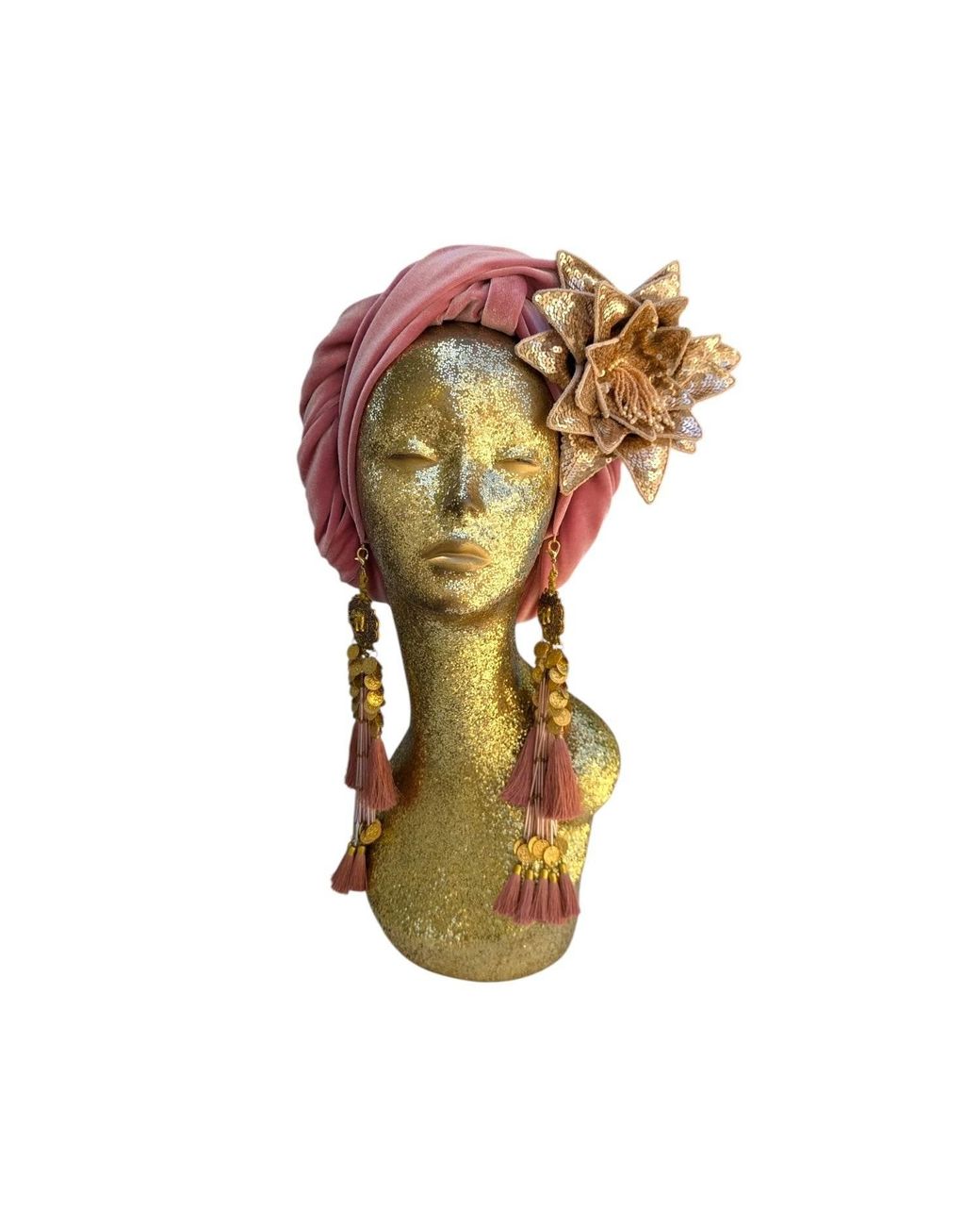 Julia Clancey Red Cha Cha Cha Boom Dusky Dream Velour Turban