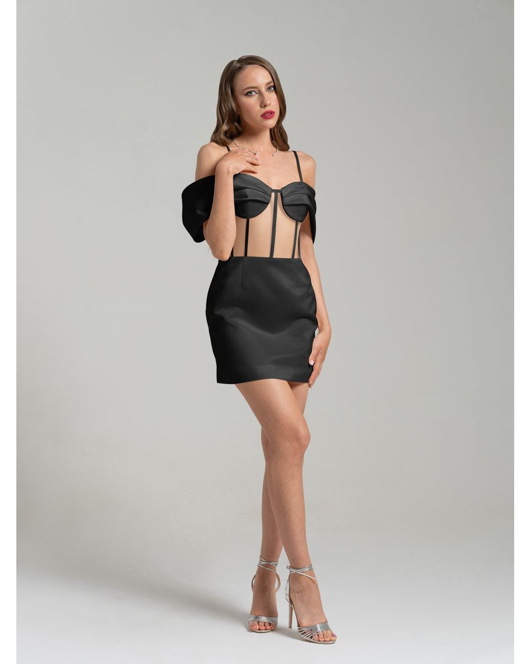 Tia Dorraine Black Belle Of The Ball Satin Mini Dress