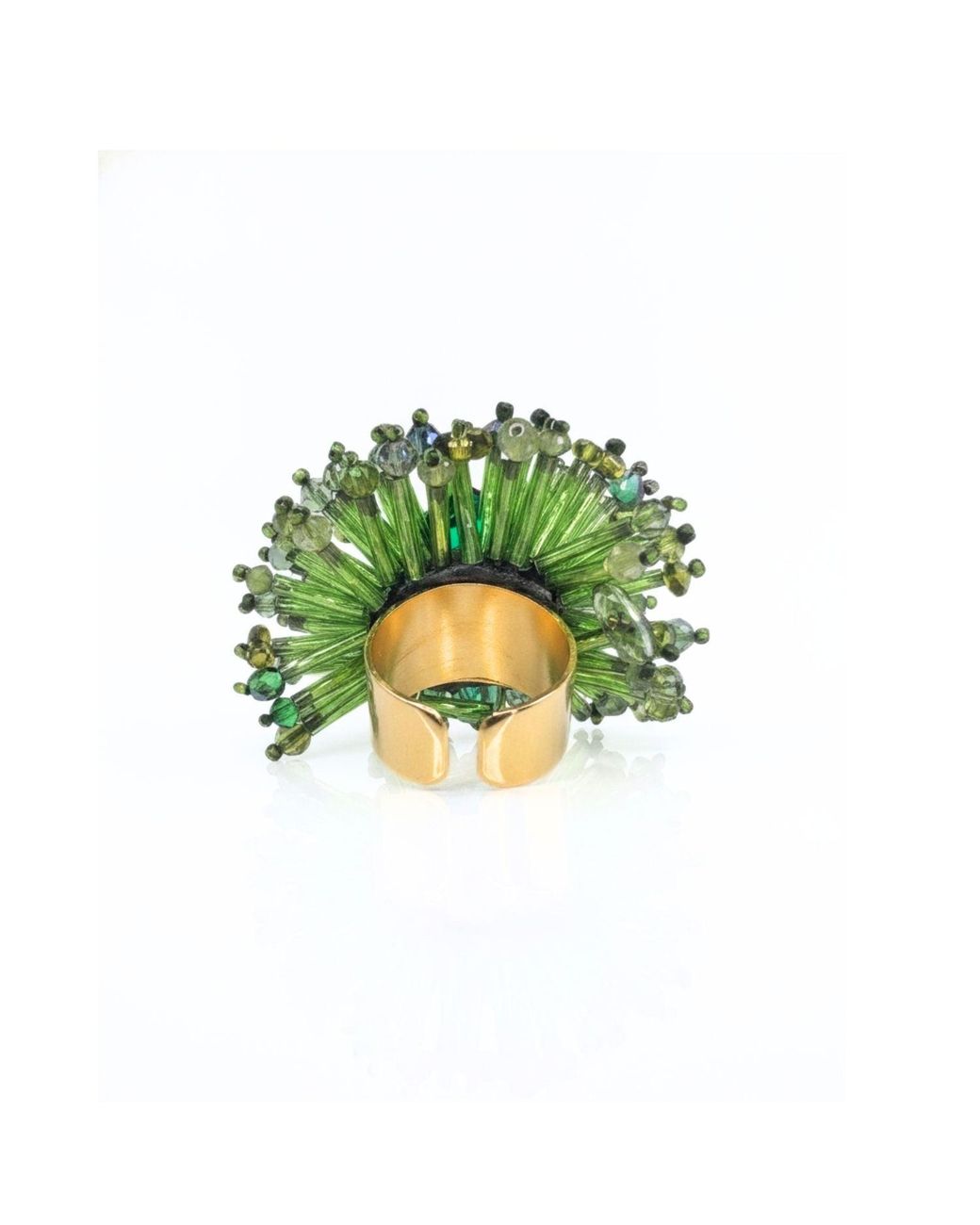 Jaredjamin Green Ivy Beaded Burst Ring
