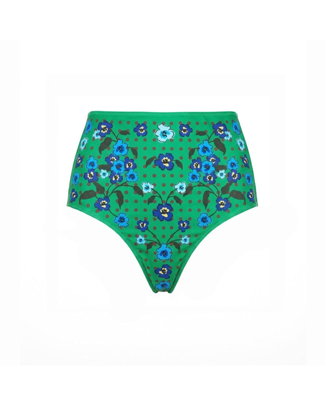 Jessie Zhao New York Green Polka Bloom Reversible Bikini Bottom
