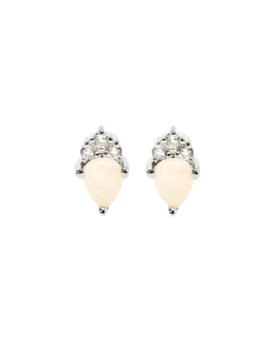 NASI SILVER Metallic Pear Atarah Studs- Opal & Topaz
