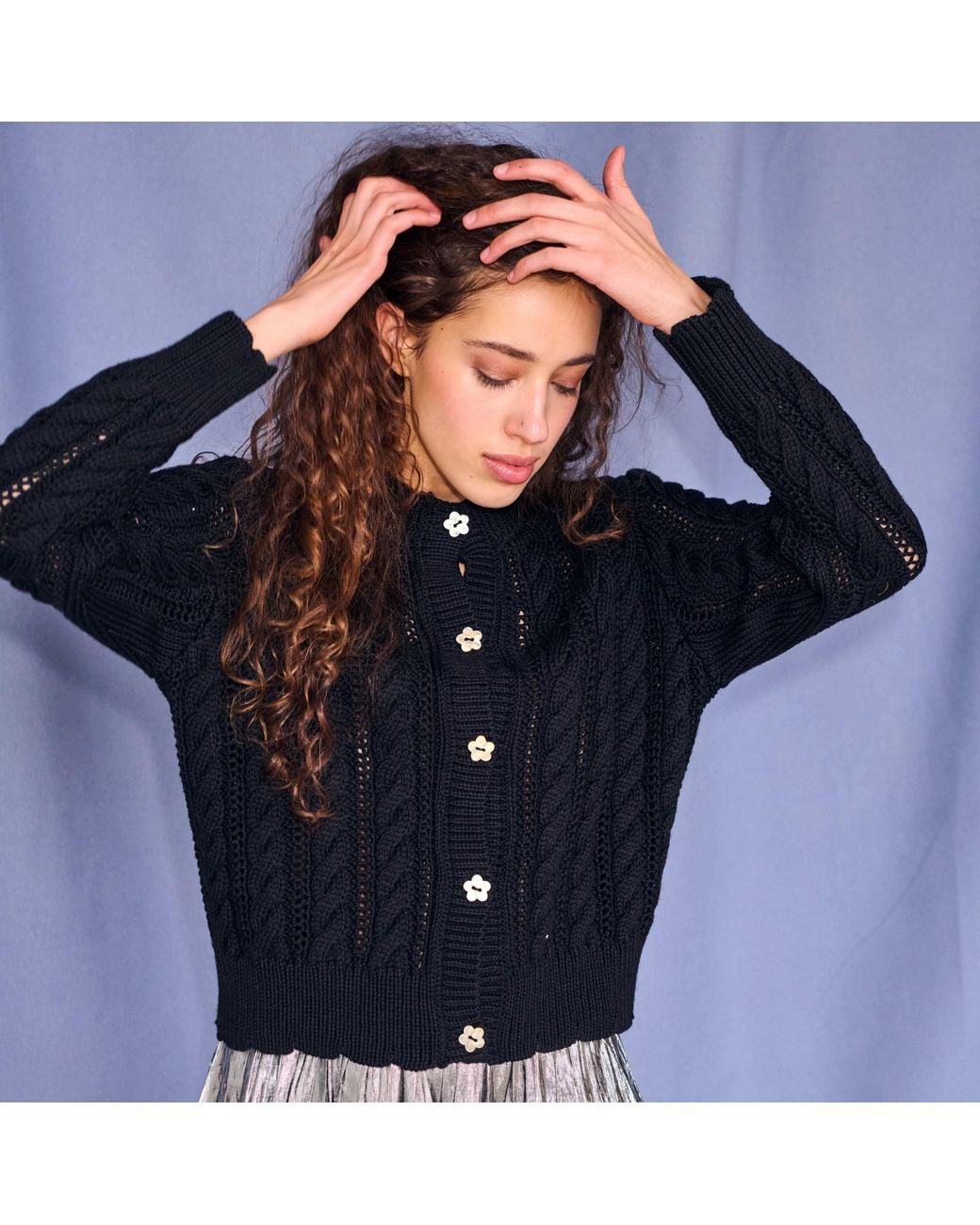 Gigi Knitwear Blue Ailis Eyelet Cardigan