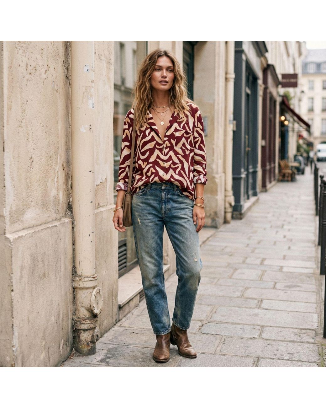 LAtelier London Abstract Print Collared Blouse