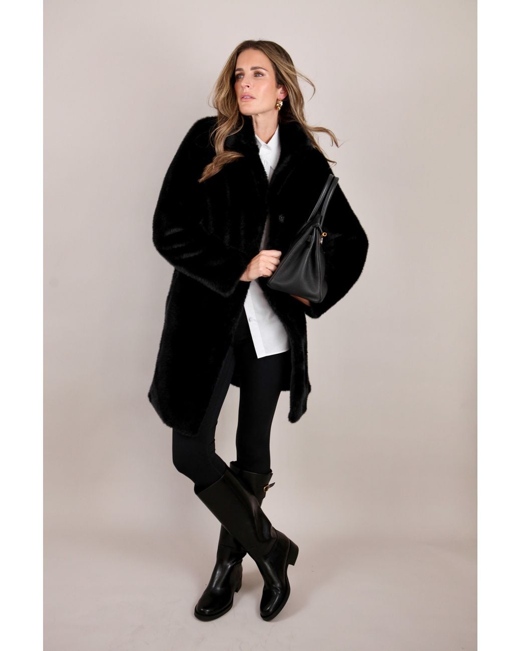 ISSY LONDON Black Millie Luxe Faux Fur Coat