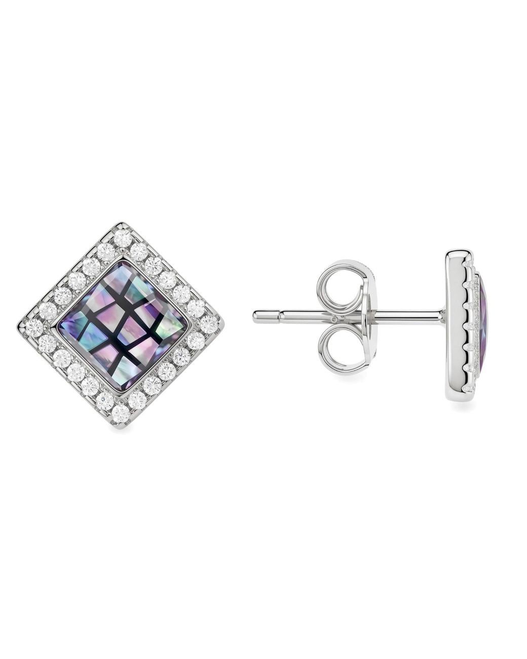 Kylie Harper Metallic Mosaic Abalone Mother Of Pearl Square Stud Earrings
