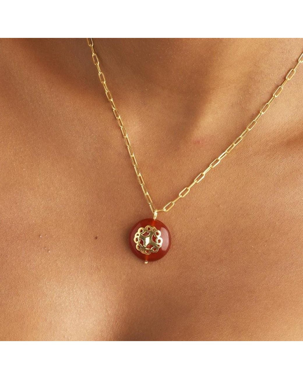 Lila Rasa Metallic Carnelian Necklace Melange
