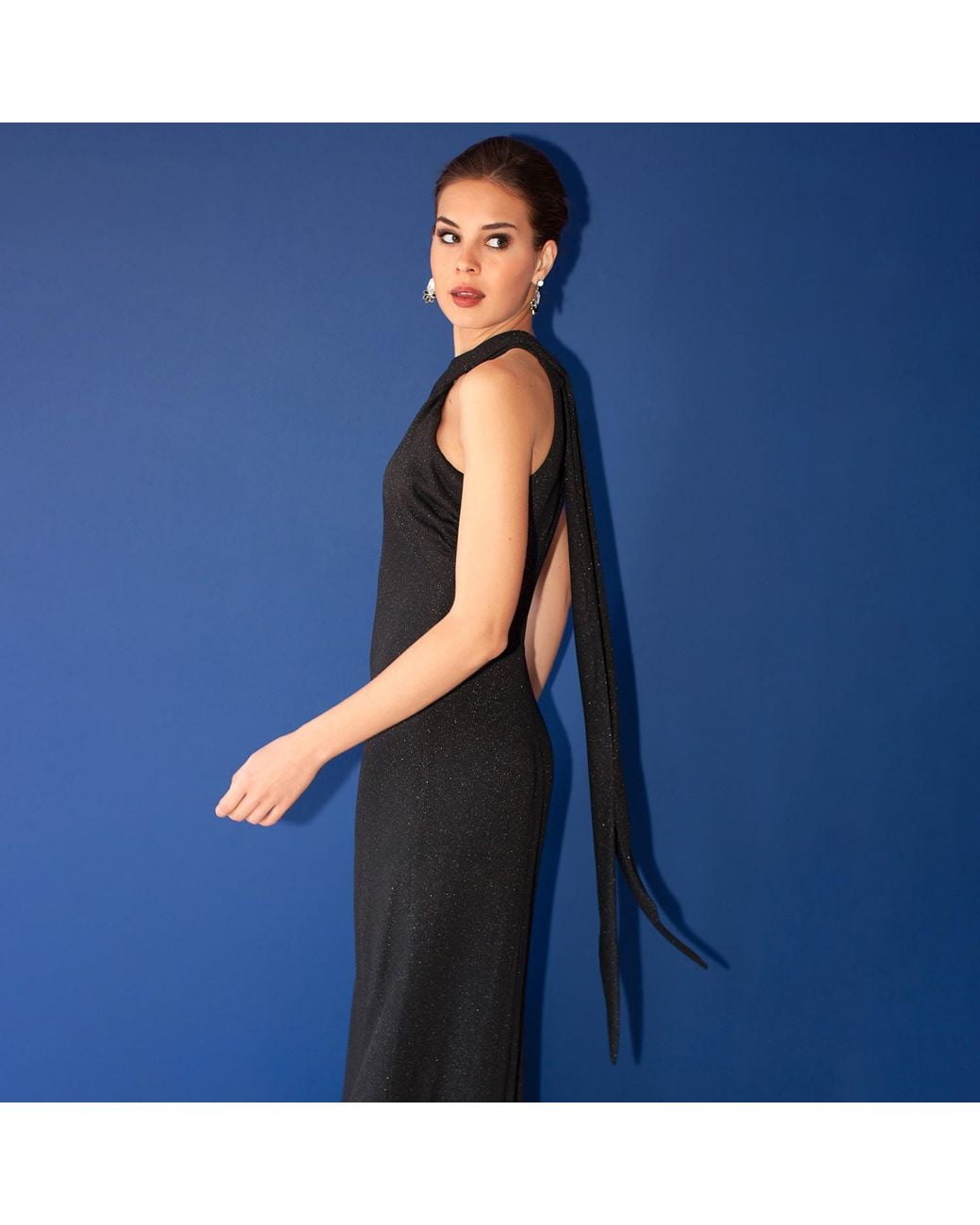 Alie Street London Blue Thea Halter Gown Glitter