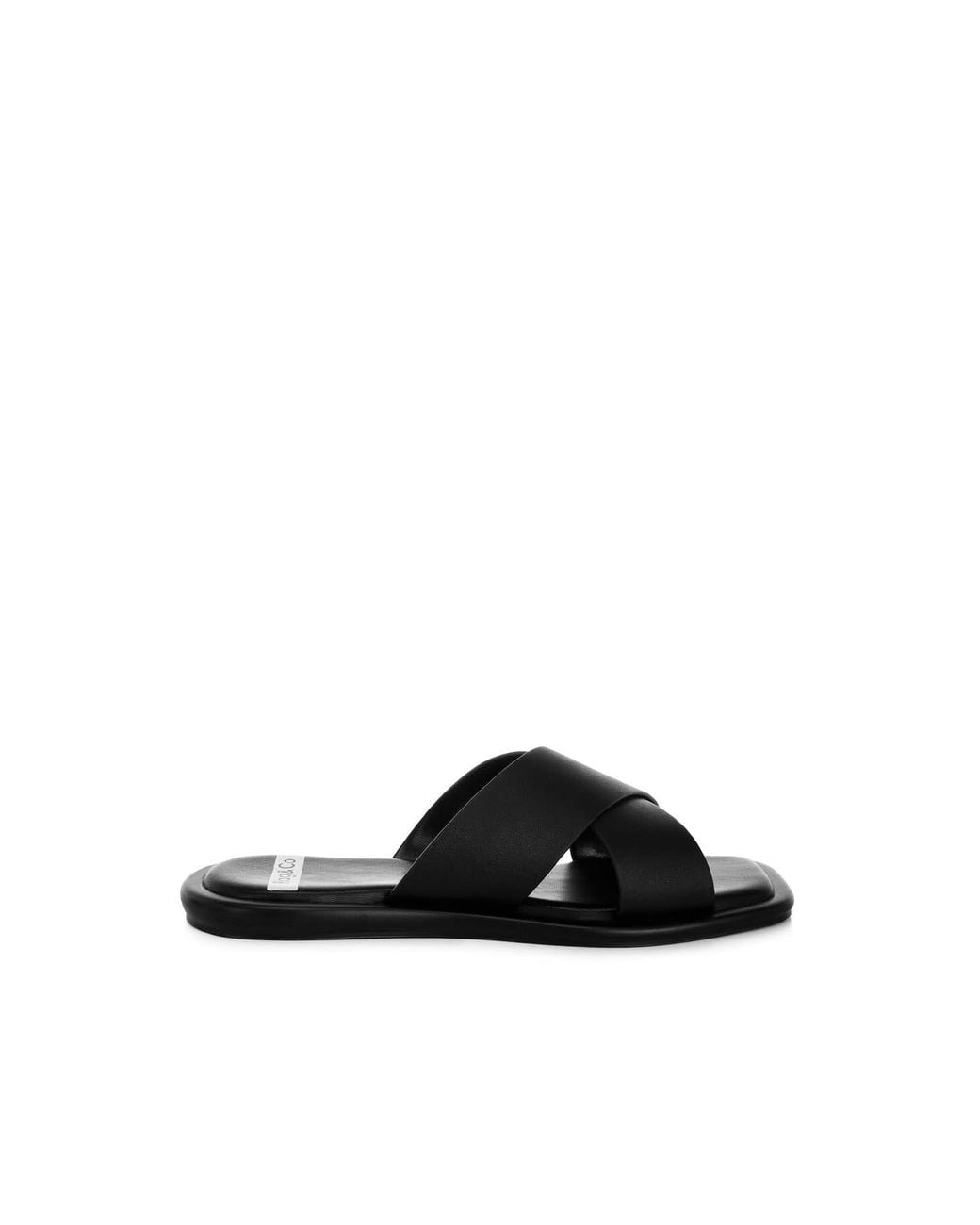 Rag & Co Black Shosa Genuine Leather Criss-Cross Flats