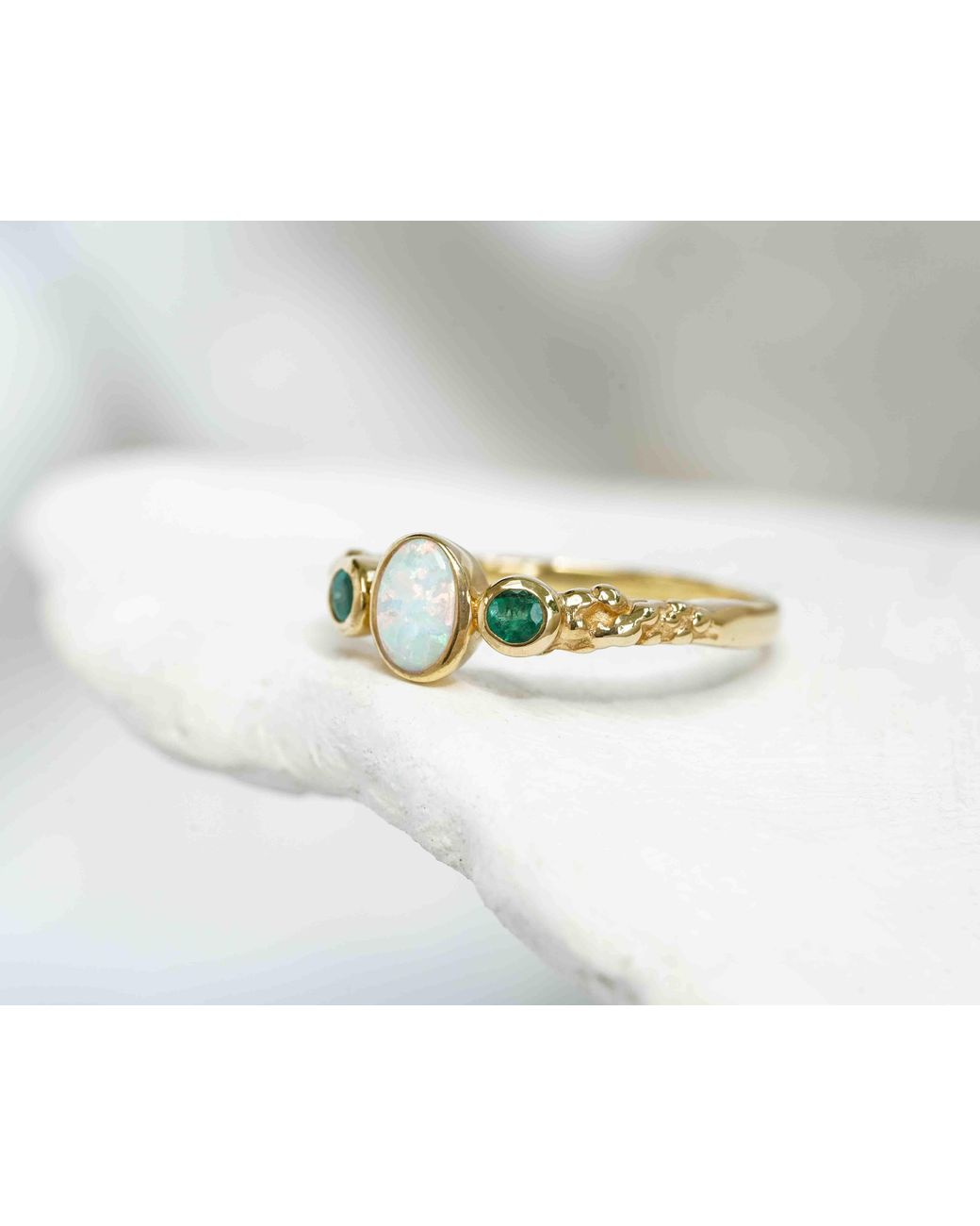 Isla Silver Metallic Emerald & Opal Vermeil Ring