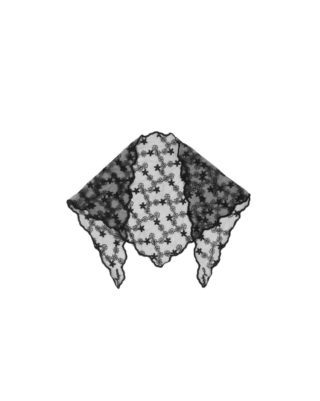 Saachi Black Embroidered Lace Bandana