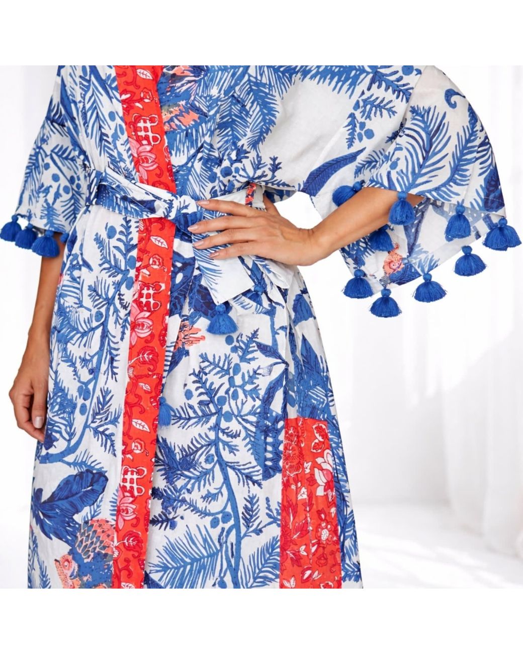 Pick Happy Blue Kimono Cotton Tassels Owl