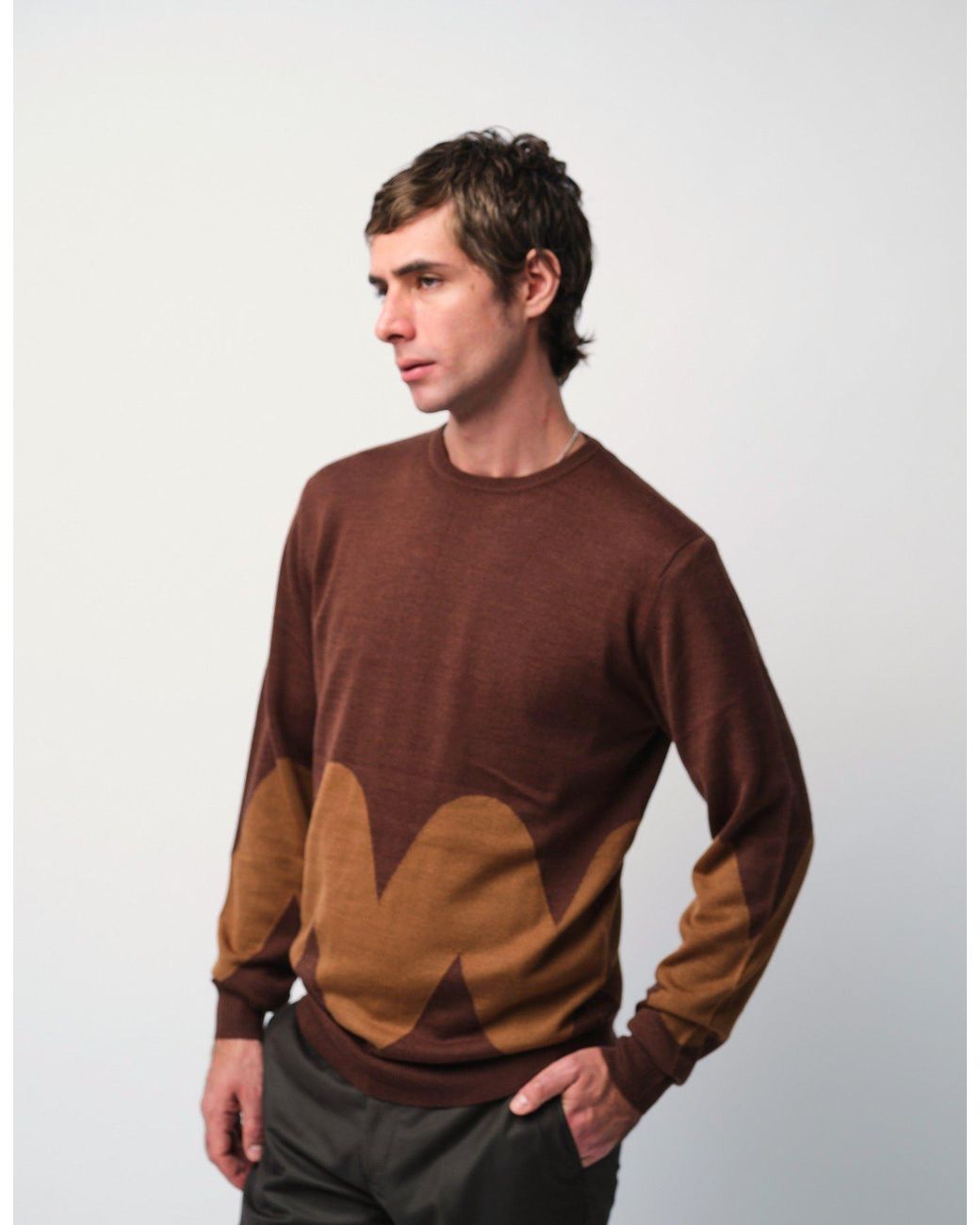 Gresham Blake Brown Zig-Zag Jumper for men